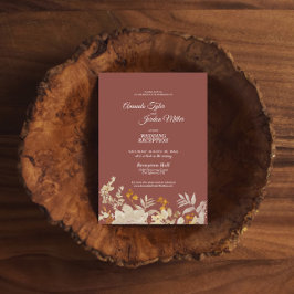 Dusty Rose Herbst Boho Hochzeitempfang Einladung