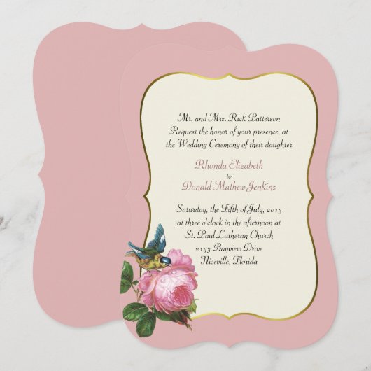 Dusty Rose Hochzeit Einladung (Vorne/Hinten)