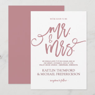 Dusty Rose Hochzeit Einladungen Pinselschrift