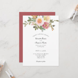 Dusty Rose Hochzeit Elegante Blumenschrift Moderne Einladung