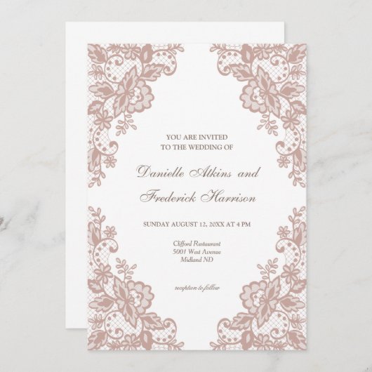 Dusty Rose Hochzeitsfeier Einladung (Vorne/Hinten)