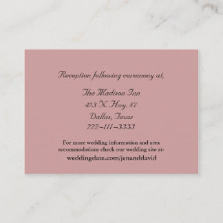 Dusty Rose Hochzeitskarten Begleitkarte