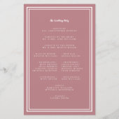 Dusty Rose Hochzeitskriptzeremonie Budget Program (Rückseite)