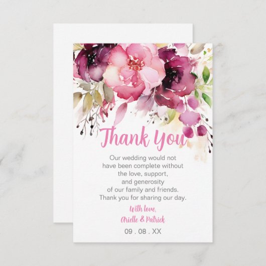 Dusty Rose Hochzeitsölgemälde Dankeskarte (Vorne/Hinten)