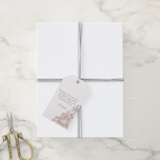 Dusty Rose Hochzeitsreise Geschenkanhänger (Mit Garn)