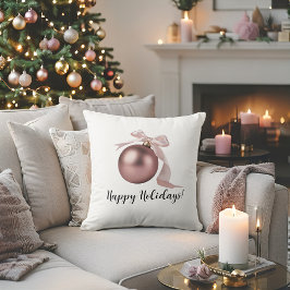 DUSTY ROSE HOLIDAY ORNAMENT THROW PILLOW COTTON KISSEN