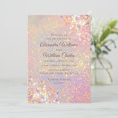 Dusty Rose Holographic Glitzer Elegante Wedding Einladung (Stehend Vorderseite)