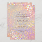 Dusty Rose Holographic Glitzer Elegante Wedding Einladung (Vorne/Hinten)