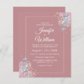 Dusty Rose Holographic Glitzer Hochzeitseinladung (Vorne/Hinten)