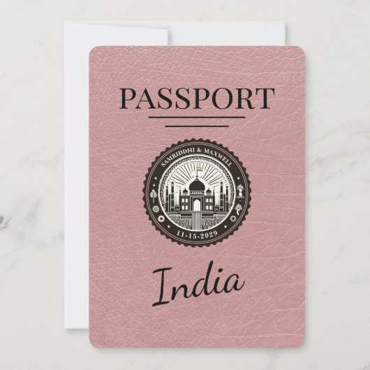 Dusty Rose India Passport Einladung zur Hochzeit (Rückseite)