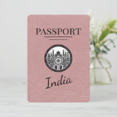 Dusty Rose India Passport Save the Date (Stehend Vorderseite)