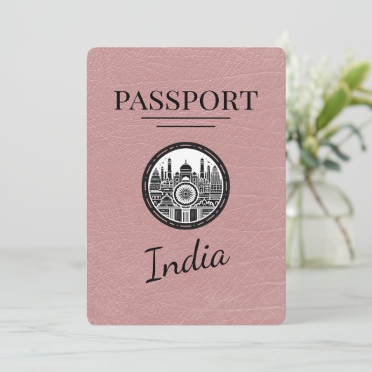 Dusty Rose India Passport Save the Date (Stehend Vorderseite)