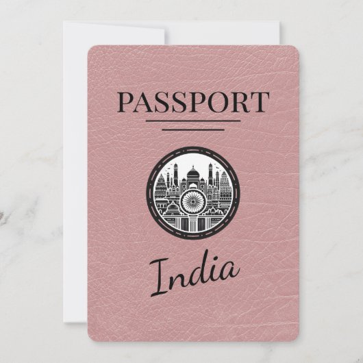 Dusty Rose India Passport Save the Date (Vorderseite)