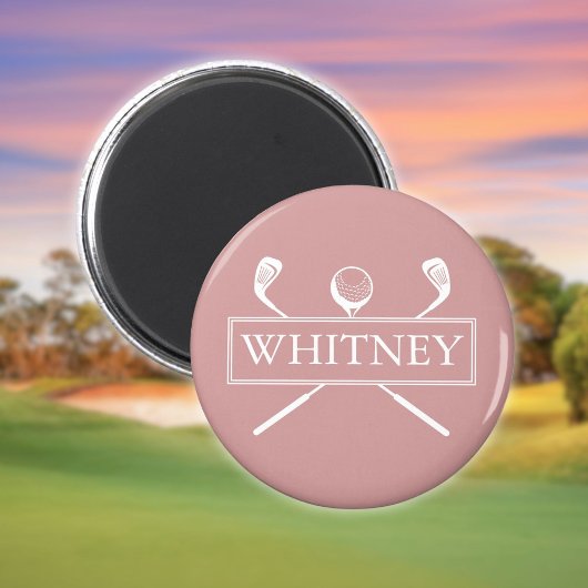 Dusty Rose Individuelle Name Golf Ball Clubs Magnet