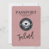 Dusty Rose Ireland Passport Wedding Einladung (Rückseite)