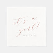 Dusty Rose "It's a Girl" Kalligrafie Kinderdusche Serviette (Vorderseite)