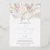 Dusty Rose & Ivory Boho Wedding Silver Folieneinladung (Vorderseite)