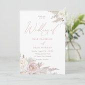 Dusty Rose & Ivory Elegante Hochzeit Einladung (Stehend Vorderseite)