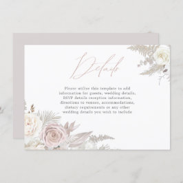 Dusty Rose & Ivory Elegante Hochzeiten Details Begleitkarte