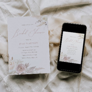 Dusty Rose & Ivory Elegantes Brautparty Einladung