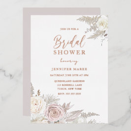Dusty Rose & Ivory Floral Brautparty Rose Gold Folieneinladung