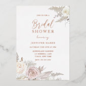 Dusty Rose & Ivory Floral Brautparty Rose Gold Folieneinladung (Vorderseite)