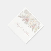 Dusty Rose & Ivory Floral Wedding Reception Party Serviette (Ecke)
