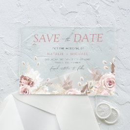 Dusty Rose & Ivory Save the Date Hochzeit Acryleinladungen