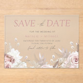 Dusty Rose & Ivory Save the Date Hochzeit Acryleinladungen (Vorderseite)