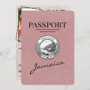 Dusty Rose Jamaica Passport Save the Date