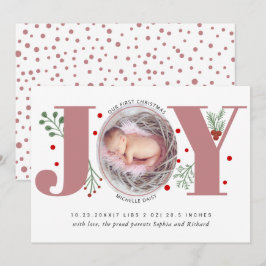 Dusty Rose Joy Erste Weihnachtsgeburt Foto Ankündigung