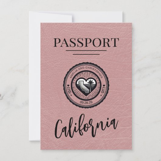 Dusty Rose Kalifornien Pass Save the Date (Vorderseite)