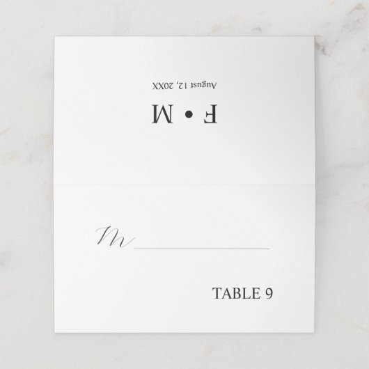 Dusty Rose Kalligrafie elegante Hochzeitssitz Platzkarte (Außenseite Aufgefaltet)