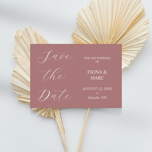 Dusty Rose Kalligrafie elegante Save the Date Kart