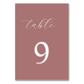Dusty Rose Kalligrafie elegante Tischnummer (Rückseite)