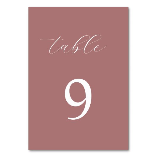 Dusty Rose Kalligrafie elegante Tischnummer (Rückseite)