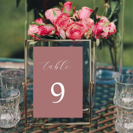 Dusty Rose Kalligrafie elegante Tischnummer
