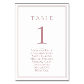 Dusty Rose Klassische Tischnummer mit Seating Char (Rückseite)