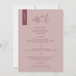 Dusty Rose Kürbis Sonnenblume Hochzeitsmenükarte Einladung