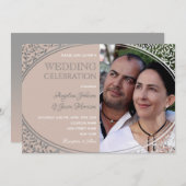 Dusty Rose Lace Foto Hochzeit Einladung (Vorne/Hinten)