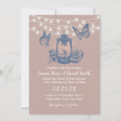 Dusty Rose Lantern & Butterfliegen Rustikale Hochz Einladung (Vorderseite)