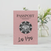 Dusty Rose Las Vegas Passport Save the Date (Stehend Vorderseite)