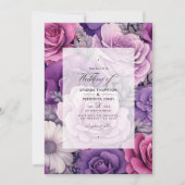 Dusty Rose, Lavender und Silver Floral Wedding Einladung (Vorderseite)