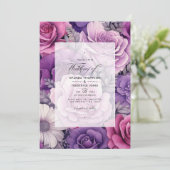 Dusty Rose, Lavender und Silver Floral Wedding Einladung (Stehend Vorderseite)
