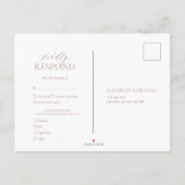 Dusty Rose Leafy Wappen Monogram Wedding RSVP Einladungspostkarte (Rückseite)