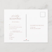 Dusty Rose Leafy Wappen Monogram Wedding RSVP Einladungspostkarte (Rückseite)