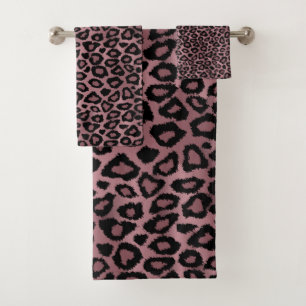 Dusty Rose Leopard Pattern Badhandtuch Set