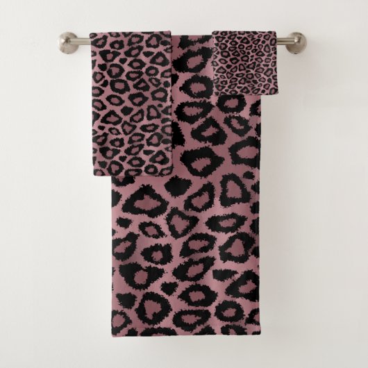 Dusty Rose Leopard Pattern Badhandtuch Set (Insitu)