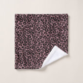 Dusty Rose Leopard Pattern Badhandtuch Set (Waschlappen)
