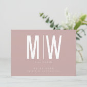 Dusty Rose Lg. Monogram Wedding Save the Date (Stehend Vorderseite)